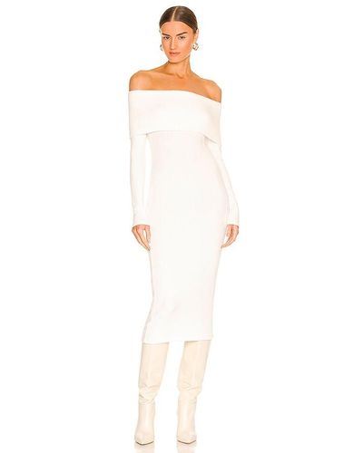 Enza Costa Jumper Knit Off The Shoulder Dress - White