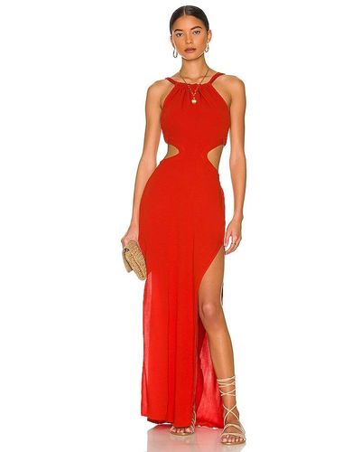 Indah Neomi Cutout Maxi Dress - Red