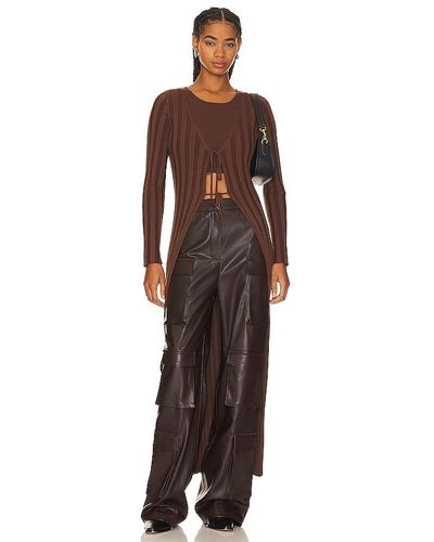 SOVERE Radiant Combo Maxi Cardi - Brown