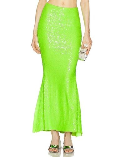 Norma Kamali Sequin Obie Skirt - Green