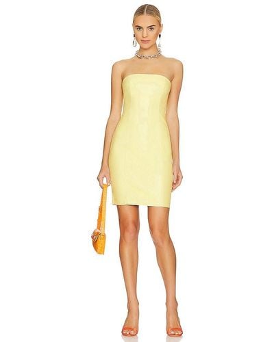 Susana Monaco Faux Leather Strapless Dress - Yellow