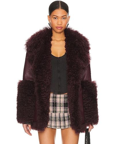 OW Collection Thora Faux Fur Jacket - Red