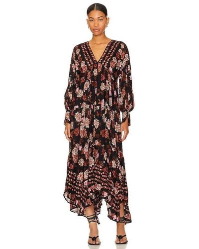 Free People ROBE MAXI ROWS OF ROSES - Rouge