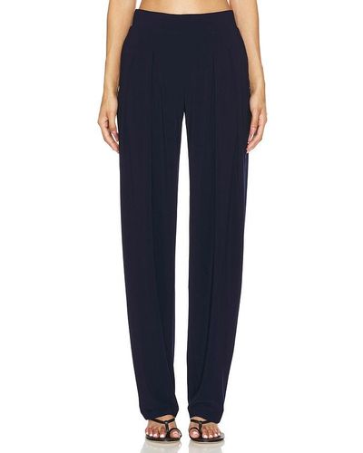 Norma Kamali Low Rise Pleated Trouser - Blue