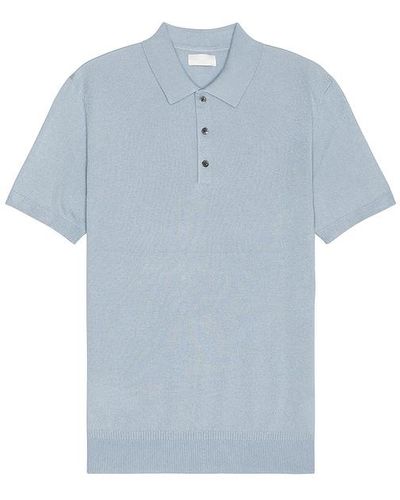 Club Monaco Lux Short Sleeve Silk Cash Polo - Blue