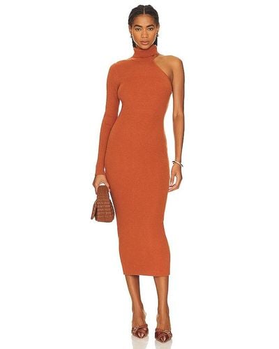 Bardot Asymmetric Sleeve Knit Dress - Orange