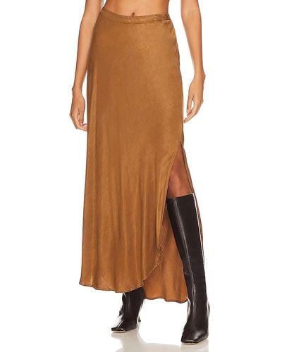 Bella Dahl Asymmetric Side Slip Bias Skirt - Brown