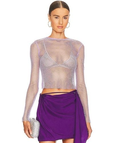 Fleur du Mal OBERTEIL RHINESTONE FISHNET - Lila