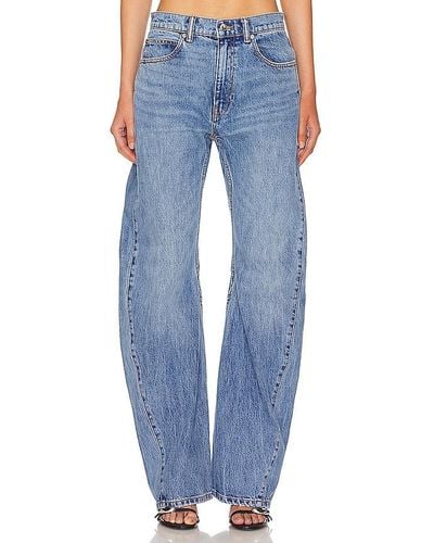Alexander Wang MIDE-RISE-JEANS MIT WEITEM BEIN SLOUCHY TWISTED - Blau