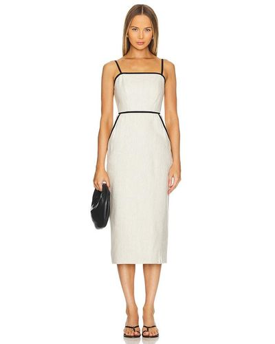 MILLY Amara Linen Contrast Midi Dress - White
