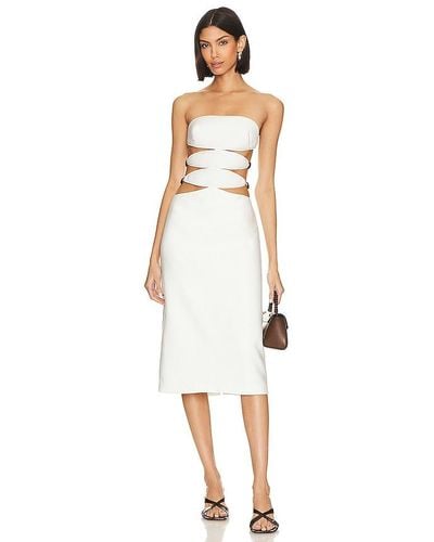 Adriana Degreas Vintage Orchid Cut Out Midi Dress - White