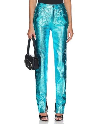 LAQUAN SMITH Leather Tapered Pant - Blue