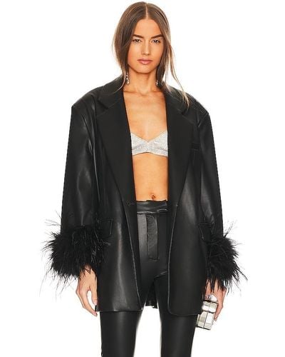 Lamarque Galia Faux Leather Oversized Blazer - Black