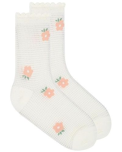 Casa Clara Peach Socks - White