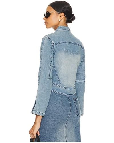 House Of Sunny Take A Trip Cropped Racing Jacket - Blue