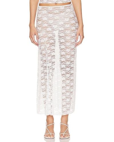 MAJORELLE Alexa Sheer Midi Skirt - White