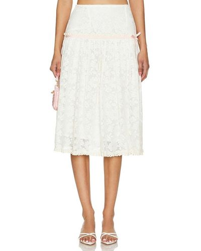 YUHAN WANG Floral Ruched Skirt - White