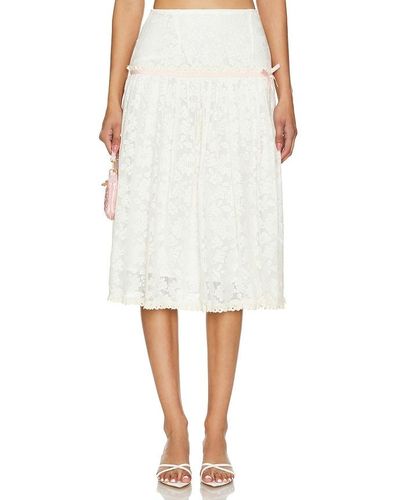 YUHAN WANG Falda floral fruncida - Blanco