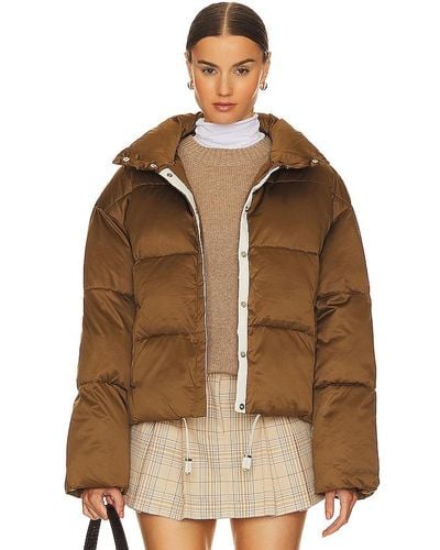 FAVORITE DAUGHTER The Cropped Puffer Jacket - Brown