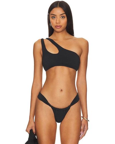 Seafolly One Shoulder Keyhole Bikini Top - Black