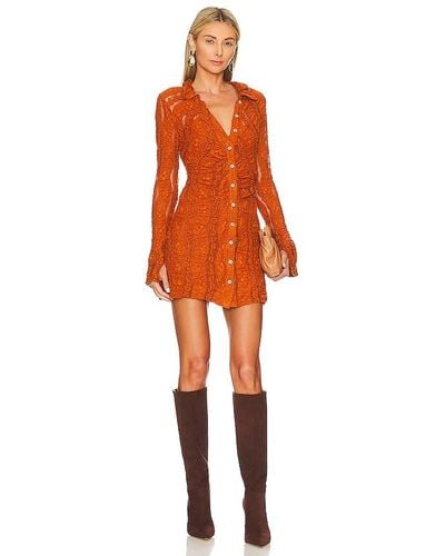 Free People Shayla Lace Mini Dress - Orange