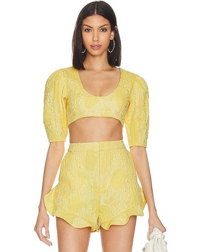 Camila Coelho Kahlo crop top - Amarillo