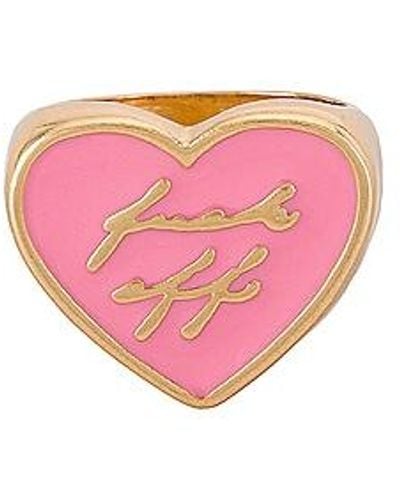 8 Other Reasons Gold Heart Ring With Resin "fuck Off" - Pink