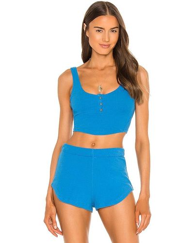 Free People X Fp Movement Luxe Rib Snap Tank - Blue