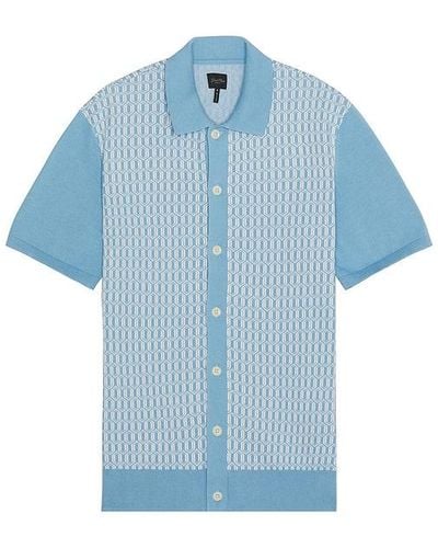 Good Man Brand Essex Short Sleeve Geo Knit Shirt - Blue
