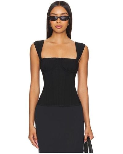 WeWoreWhat Ruched Cup Corset Top - Black