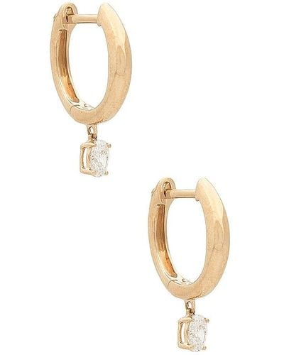 EF Collection Diamond Oval Drop Gold Dome Huggie Earring - Yellow