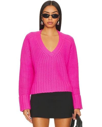 Autumn Cashmere Chunky V-neck Sweater - Pink