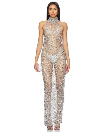 LAPOINTE Sequin Mesh Gown - White