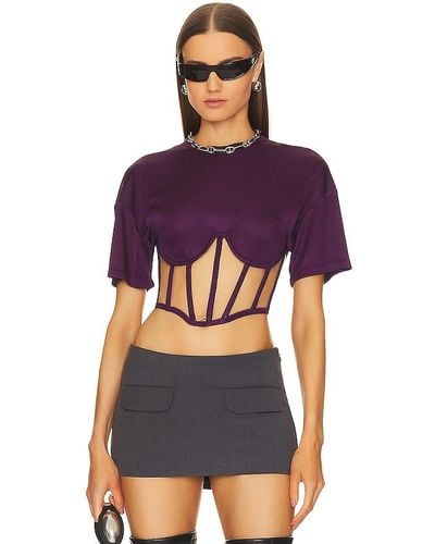 RTA Short Sleeve Corset Top - Purple