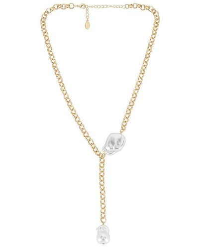 8 Other Reasons Double Pearl Lariat Necklace - Metallic