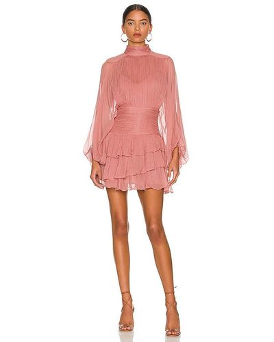 Shona Joy Olympia Long Sleeve Ruched Mini Dress - Pink