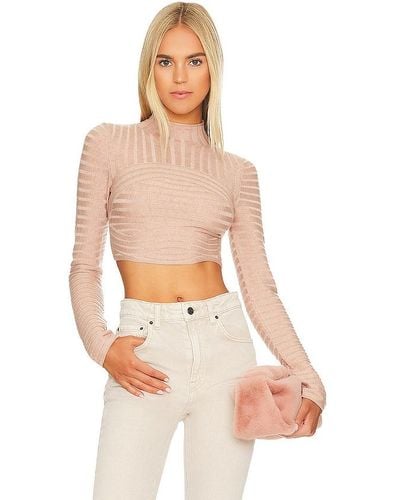 Nbd Dylan Wide Rib Cropped Sweater - Natural