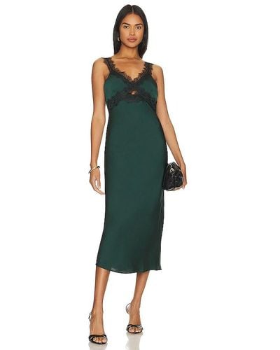 MINKPINK Vestido midi con ribetes de encaje erin - Verde