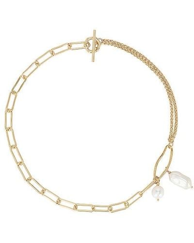 By Adina Eden Pearl And Chain Toggle Necklace - White