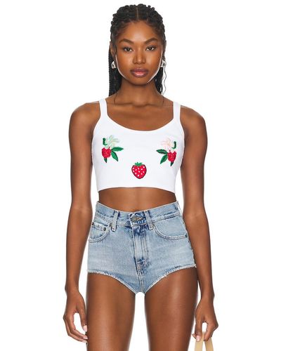 Fiorucci Embroidered Cropped Tank Top - ブルー