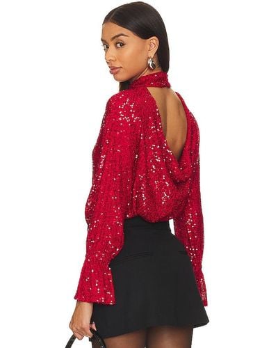 1.STATE Sequin Drape Back Top In Red. Size S, Xs.