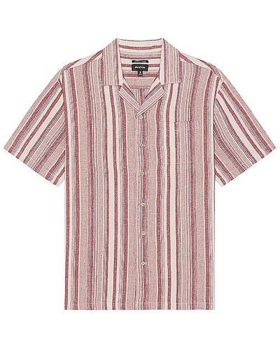 Brixton Bunker Seersucker Short Sleeve Camp Collar Shirt - Pink