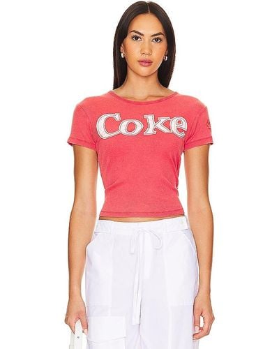 The Laundry Room T-SHIRT MIT RIPPSTRUKTUR COKE PATCHWORK - Rot