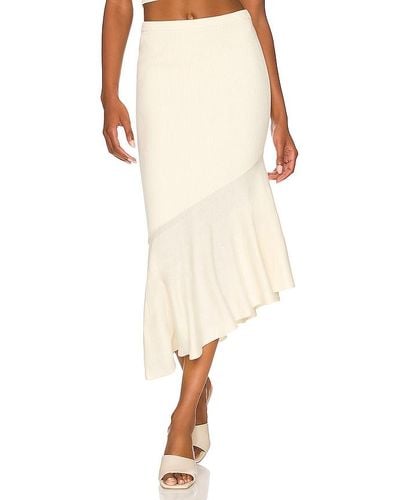 LPA Edaline Ruffle Midi Skirt - White