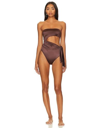 GOOD AMERICAN Side Tie Cut Out - Brown