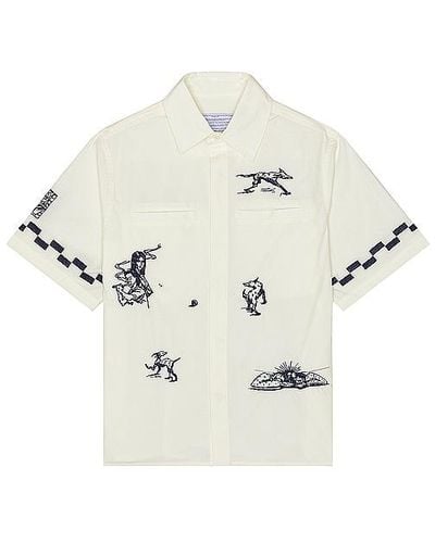 JUNGLES JUNGLES Live Your Life With Ease Button Up Shirt - White