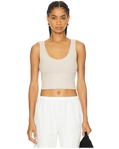 Enza Costa Rib Sweater Knit Cropped Scoop Tank - Multicolor
