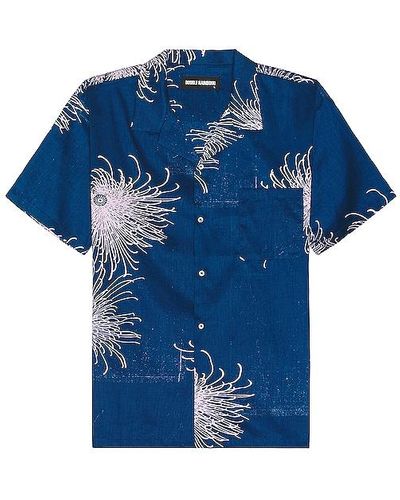 DOUBLE RAINBOUU Short Sleeve Hawaiian Shirt - Blue