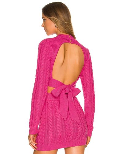 Lovers + Friends Etienne Cropped Cable Knit - Pink