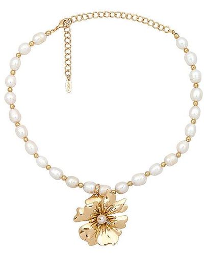 Ettika Pearl And Flower Necklace - White